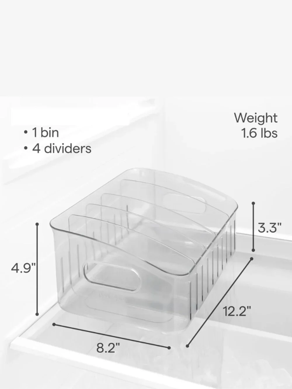 Freezer Organizer BPA-Free with Adjustable Dividers and Handle NWOT
